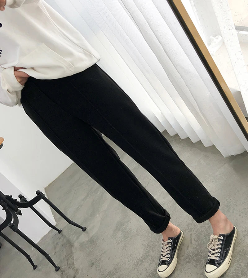 Casual High Waist Woolen Harem Pants Women Capris Autumn and Winter Wool Pencil Pants Female Loose Women Trousers Pantalon 6648