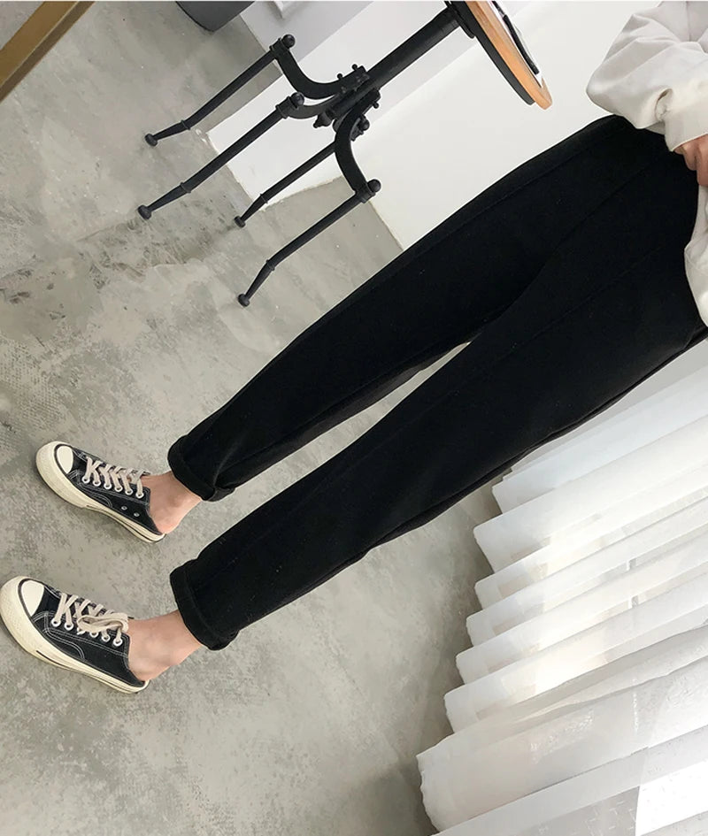 Casual High Waist Woolen Harem Pants Women Capris Autumn and Winter Wool Pencil Pants Female Loose Women Trousers Pantalon 6648