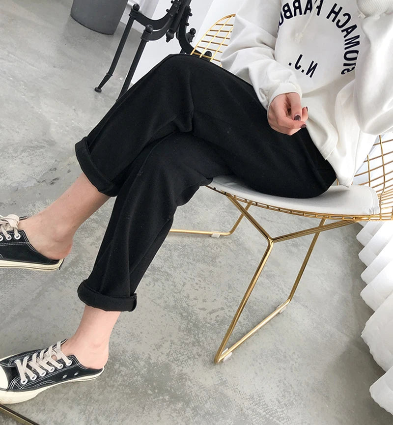 Casual High Waist Woolen Harem Pants Women Capris Autumn and Winter Wool Pencil Pants Female Loose Women Trousers Pantalon 6648