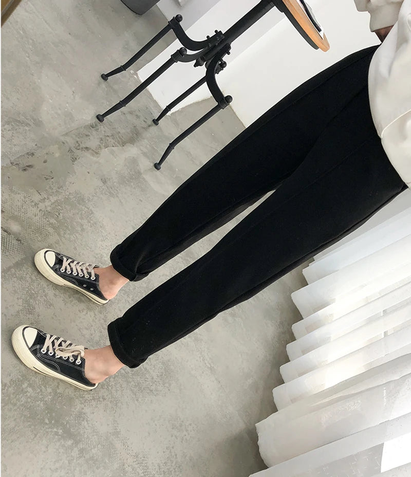 Casual High Waist Woolen Harem Pants Women Capris Autumn and Winter Wool Pencil Pants Female Loose Women Trousers Pantalon 6648