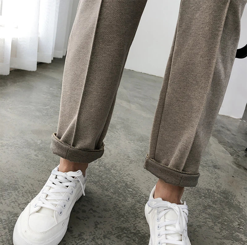 Casual High Waist Woolen Harem Pants Women Capris Autumn and Winter Wool Pencil Pants Female Loose Women Trousers Pantalon 6648