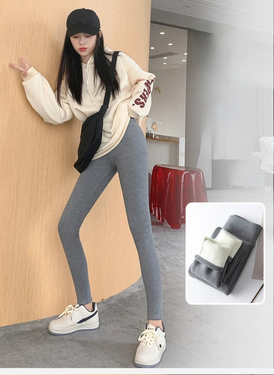 Women's Leggings Winter Lamb Cashmere Warm Pants with Fleece Female Legging Slim Tights Cotton Velvet Thermal Leggings for Women