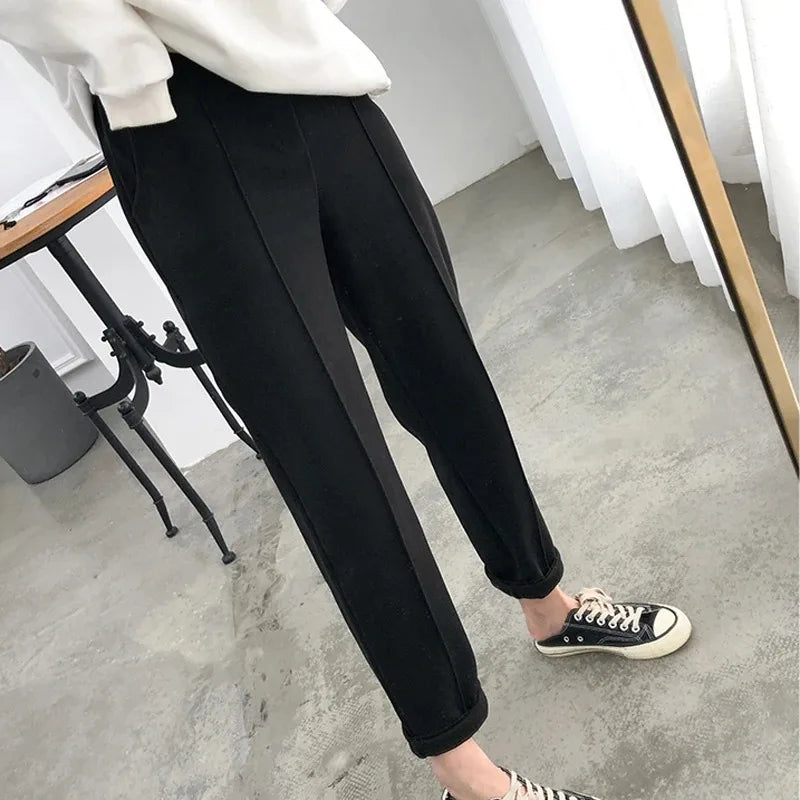 Casual High Waist Woolen Harem Pants Women Capris Autumn and Winter Wool Pencil Pants Female Loose Women Trousers Pantalon 6648