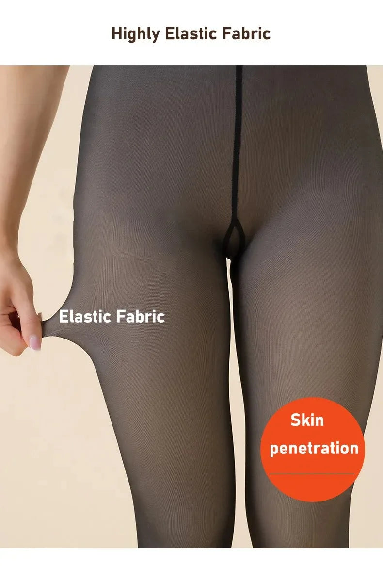 Women Plus Pantyhose Sexy Translucent Slim Elasticity Tights Woman Winter Fleece High Waist Tight Leggings Thin