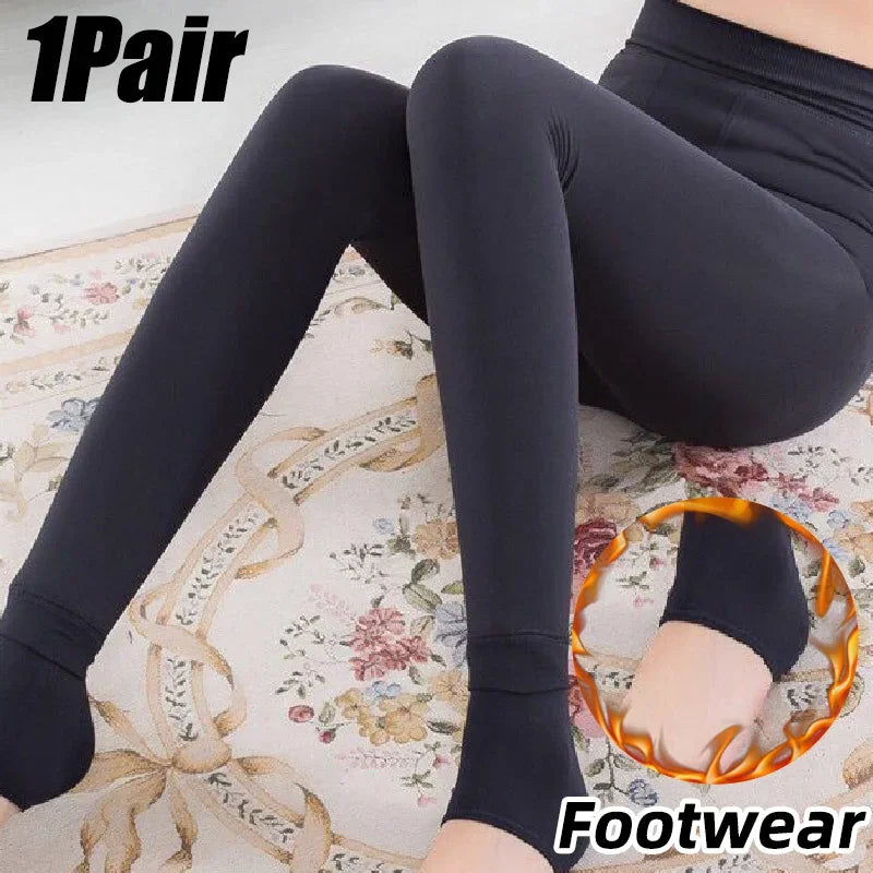 Winter Warm Leggings Women's Thermal Pants Polar Pantyhose Sock Lined Pants Velvet Tights Skin Effect High Waist Wool Leggings