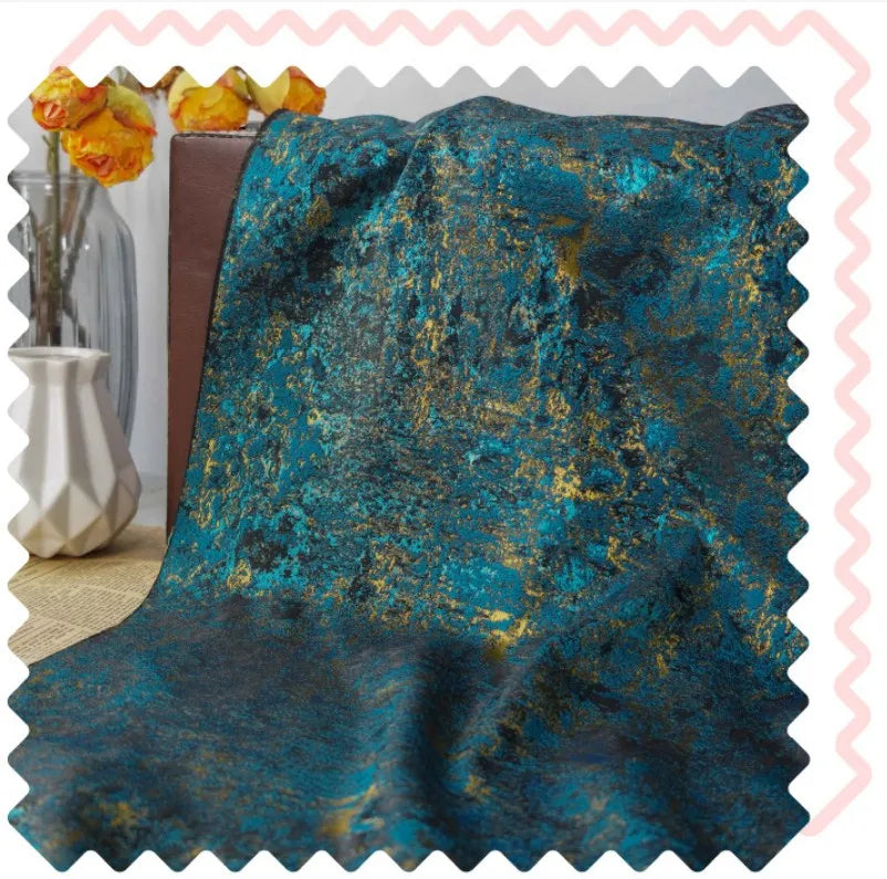 Blue Gold Color Retro Court Style Yarn Dyed Jacquard Fabric Women's Coat Dress Skirt Bag Decorative Sewing Fabric 45cmx160cm