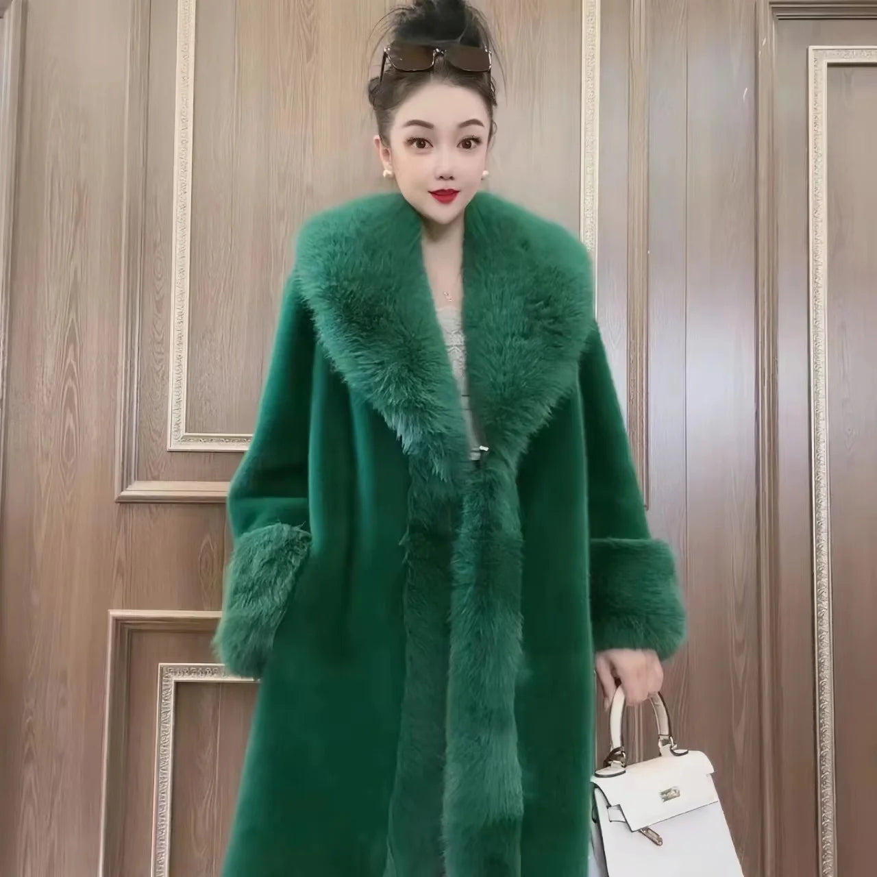 Long Faux Fur Coat for Women, Turn-down Collar, Loose Thicken Warm Teddy Jacket, High Quality, Female Clothes, New ,Winter