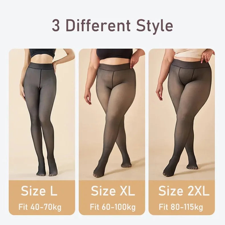 Women Plus Pantyhose Sexy Translucent Slim Elasticity Tights Woman Winter Fleece High Waist Tight Leggings Thin