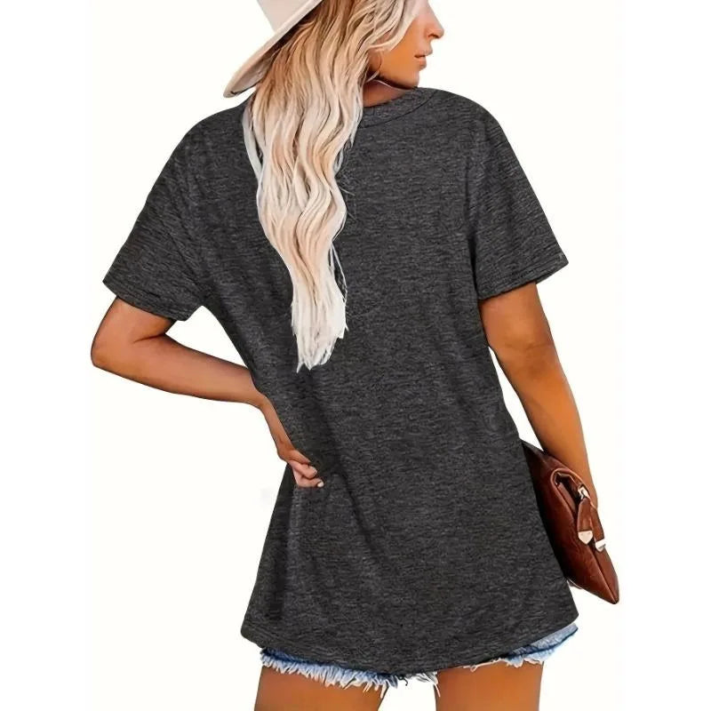 Spring and Summer Women's Plus Size Clothing Plus Size Printed T-shirt Casual Short Sleeved Round Neck Top