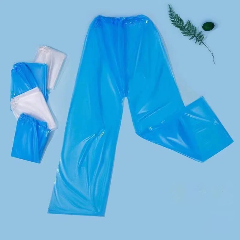 1PC Disposable Rain Pants Thick Transparent Pack Foot Drift Waterproof Split Pants for Women Men Outdoor Travel Cycling Raincoat