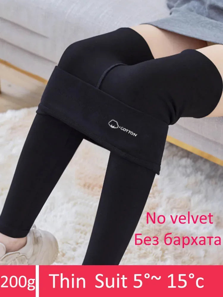 Women's Winter Leggings Thermal Velvet Cotton Slimming Tight Pants with Fleece Thick Warm Skinny High Waisted Leggings for Women