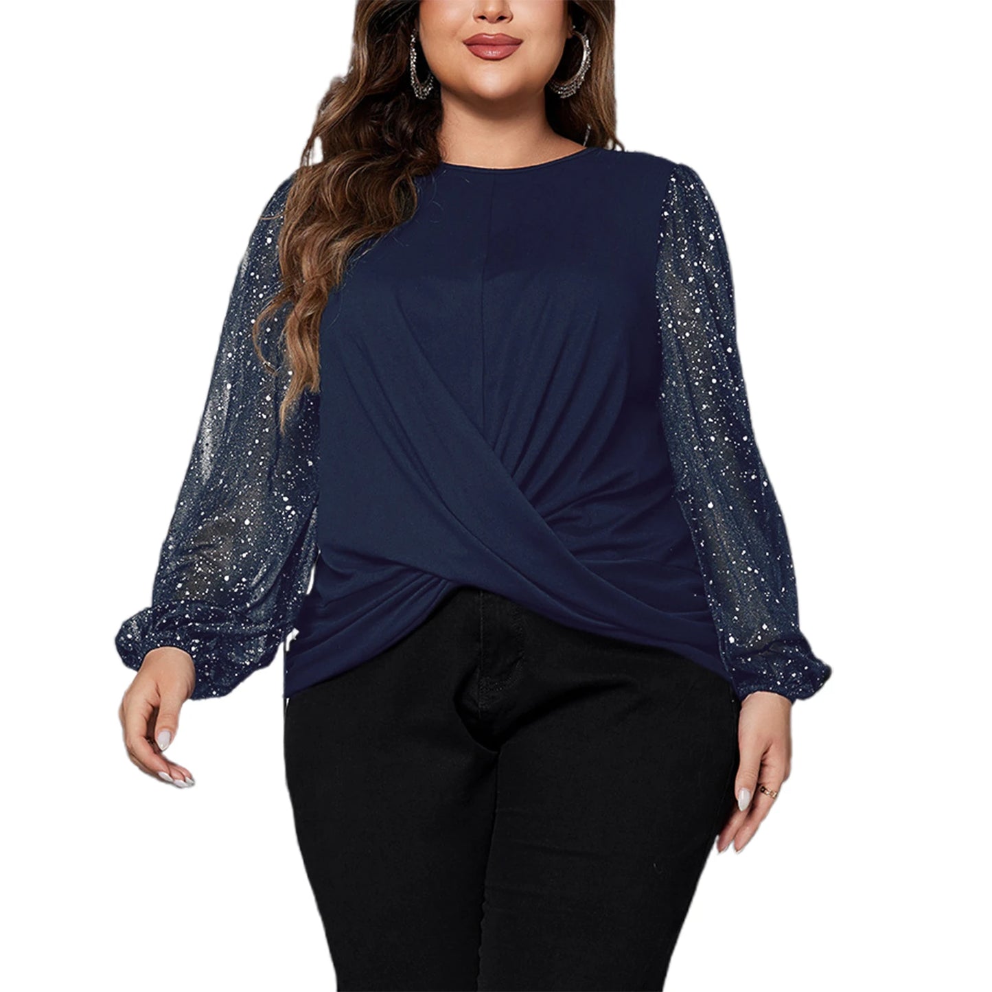 Women Plus Size Tops Casual V-Neck Ruffle Sleeve Floral Print Blouse Shirt for Work Office Business Casual Streetwear